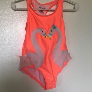 Carter’s baby bathing suit pink with flamingos